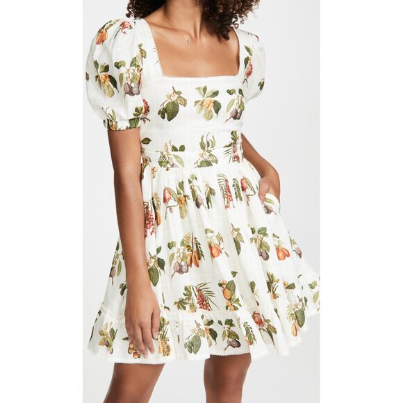 Agua by Agua Bendita Dresses & Skirts - Agua Bendita Pomelo Frutas Mini Dress Linen White Fruit Floral Print XL